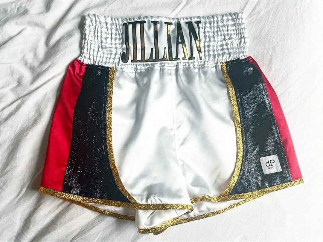 SATIN WHITE/ BLACK/ GOLD WOMEN'S TRUNKS
