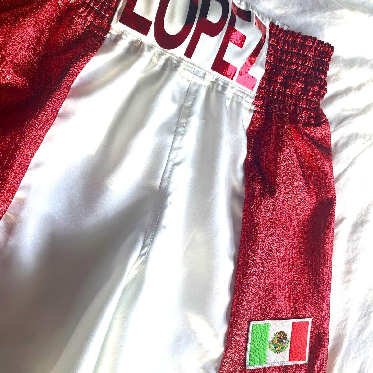MEXICAN FLAG INSPIRED SATIN MENS BOXING TRUNKS