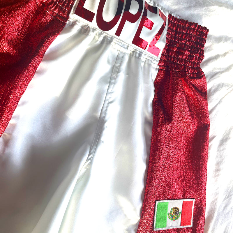 MEXICAN FLAG INSPIRED SATIN MENS BOXING TRUNKS