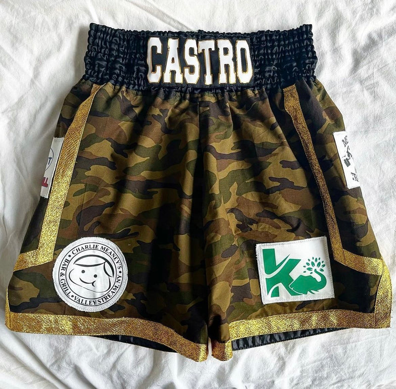 CAMO/ GOLD MENS BOXING TRUNKS