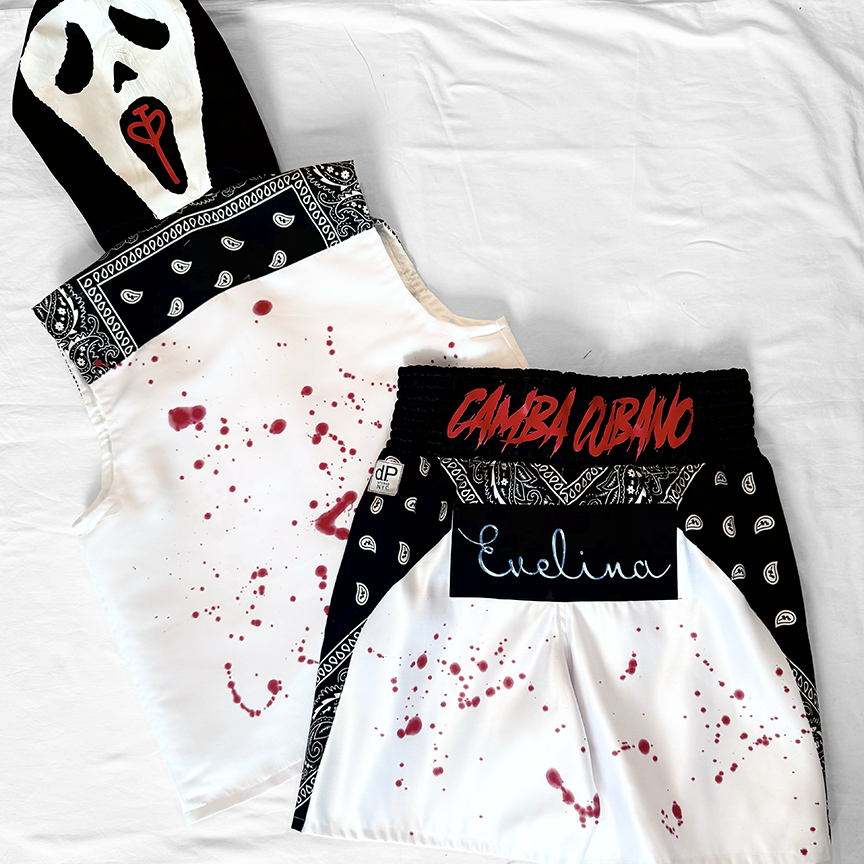 Satin Men's Hooded Vest & Boxing Trunks