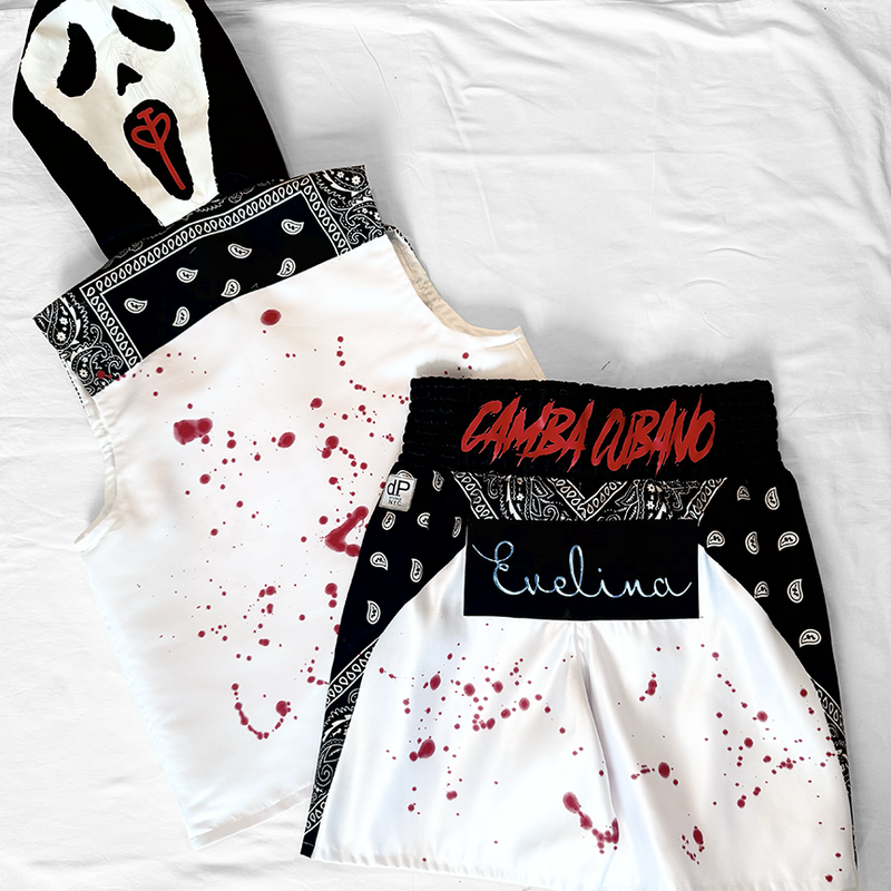 Satin Men's Hooded Vest & Boxing Trunks