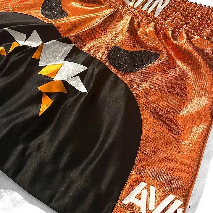 JACK-O-LANTERN INSPIRED SATIN MENS BOXING TRUNKS