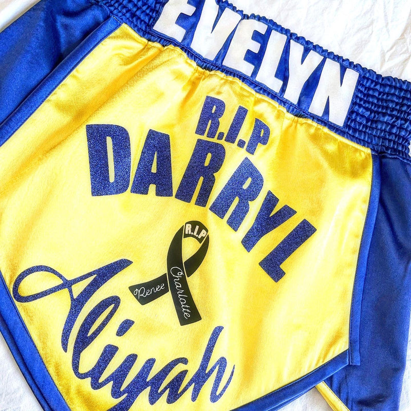 BLUE/ YELLOW SATIN MENS BOXING SKIRT
