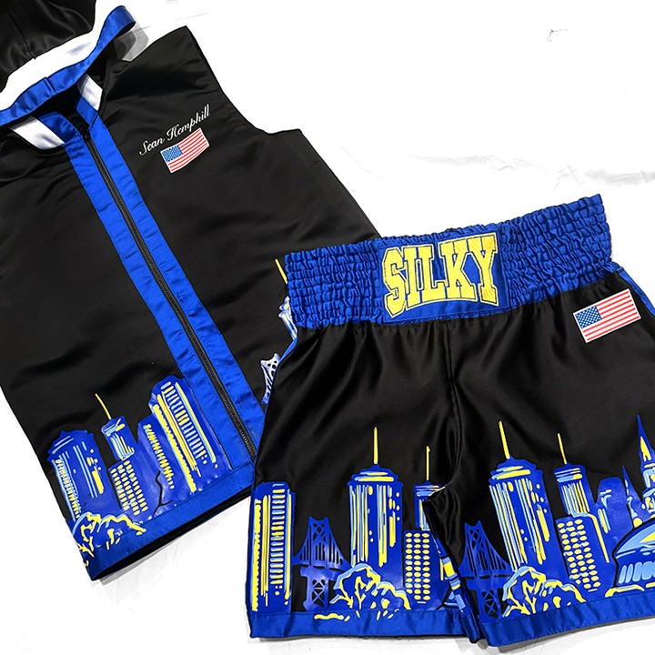 Satin Men's Hooded Vest & Boxing Trunks