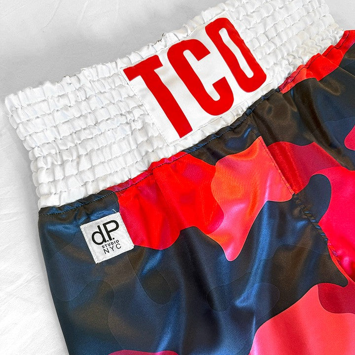 Satin Camo Print Reversible Boxing Trunks