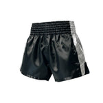 XXS Black & Silver Side Stripe Satin Muay Thai Trunks 1