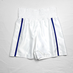 Large White & Blue Satin Boxing Trunks 2